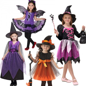 Vampire Princess Dresses With Hat Halloween Costume for Baby Girls