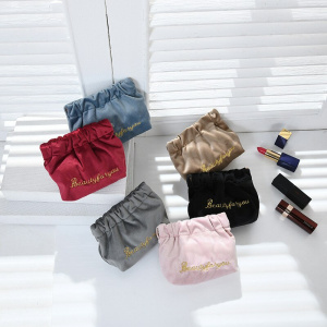 Female Purse Velvet Letter Print Mini Coin Mini Lipstick Bag Female Design Solid Color Storage Bag