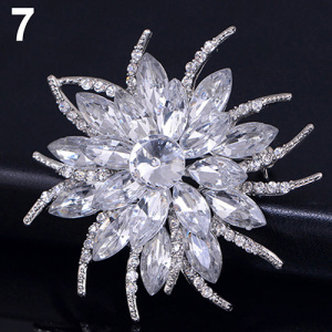 Wedding Bridal Large Flower Shiny Rhinestone Lady Scarf Brooch Pin Jewelry Decor