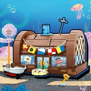 SpongeBob SquarePants Building Blocks Cartoon Krusty Krab Restaurant Model Assembly Toy Patrick Star Captain sellpoints