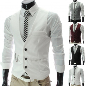 New Arrival Dress Vests For Men Slim Fits Mens Suit Vest Male Waistcoat Homme Casual Sleeveless Formal Business Jacket