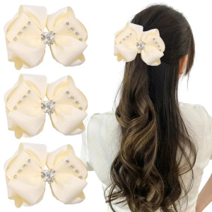 In the Air: New Women's Hair Bow Clips with Pearls - Korean Bowknot Hairpins for Girls, Kids' Side Clip Barrettes, Headwear Hair Accessories