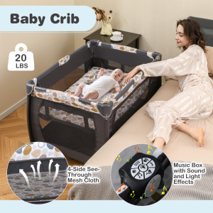 4-in-1 Convertible Portable Baby Playard Newborn Napper with Music and Toys - Additional Image