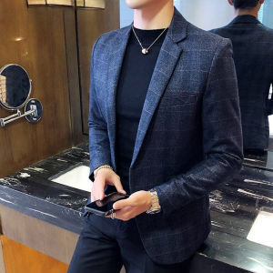 URSPORTTECH Men's Blazer British's Style Casual Slim Fit Suit Jacket Male Plaid Blazers Men Coat Terno Masculino Plus Size M-5XL
