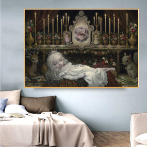 Citon Mark Ryden《Wakening the moon》Canvas Art Oil painting Artwork Poster Picture Modern Wall Decor Home Living room Decoration