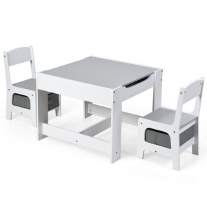 Childrens Table and Chair with Storage and Tabletop with Drawing Board