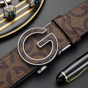 HITONBULL Real Leather Men Belt Unique Design G Automatic Buckle High Quality Cowhide Mens Belts Fashion Luxury Male Waistband