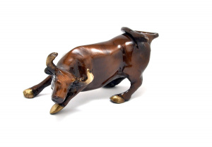 Brass Charging Bull Brass Figurine