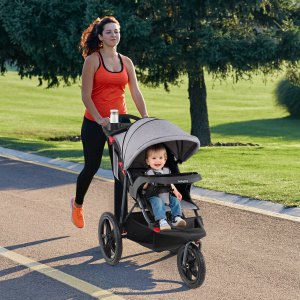 Foldable Jogging Stroller with Detachable Tray and Air-Filled Rubber Tires - Additional Image