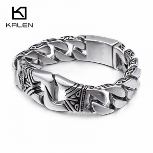 KALEN Stainless Steel  Handcuff Bracelets For Men 18mm Heavy Chunky Linking Chain Bracelet Homme Jewelry Accessory