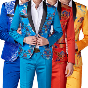 2022 Fashion New Men's Casual Business Host Flower Suit Coat Pants 2 Pcs Set/ Men's Colorful Slim Fit Blazers Jacket Trousers