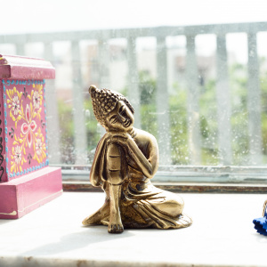 Brass Buddha Resting Antique Artifact