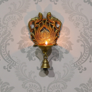 Diya Decoration Wall Hanging In Antique Finish Brass