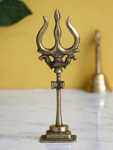 Handcrafted Trishul With Damru Of Brass