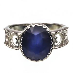 Vintage Handmade 925 Sterling Silver Blue Sapphire Ring: Certified Natural Gemstone, Royal Blue Elegance