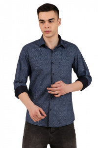 Design Up Blue Casual Printed Shirt