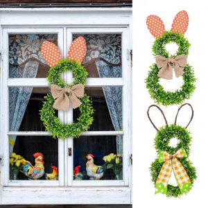 Bunny Wreath Decor Decorative Wreath Ornament Easter Party Decorations For Farmhouse Front Easter Decoration
