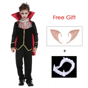 Kids Child Scary Gothic Boys Vampire Dracula Costumes Halloween Purim Carnival Role Play Horrible Party Dress Up Umorden