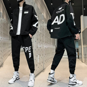 Hip-hop Suit Male Set Track Suits Sweatsuit Man Tracksuit Mens Set Pant Zipper Pockets Outwear 2PC Jacket+Pants Sets 2020 New