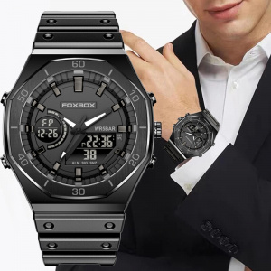 LIGE New Dual display Watches For Men Casual Sports Chronograph Quartz  Big Dial Wrist Watch Silicone  Waterproof Digital Clock