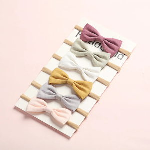 6Pcs/Lot Hair Bows Baby Girls Headband Nylon Headbands Linen Fabric Hairband For Kids Newborn Spring Hair Accessories Lovely