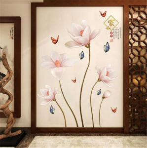 3d vivid flower butterfly wall stickers living room bedroom TV Background wall decals mural arts home bedroom decor