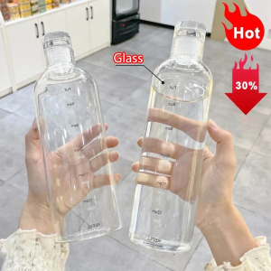 Ins 500ml Glass Water Bottle With Time Marker 750ml Large Capacity Water Drink Transparent Milk Juice Simple Cup Birthday Gift