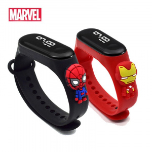 Marvel Spiderman Ironman Figure Toys Baby Boy Watch Cartoon Bracelet Watch Touch Student Sports Led Watch Christmas Gift