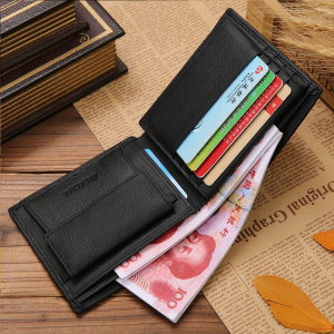 Free Name Engraving Short Genuine Leather Men Wallets Fashion Coin Pocket Card Holder Men Purse Simple Quality Male Wallets
