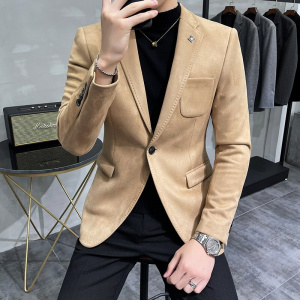 2022 Deerskin Leather Jacket Blazer Men Casual Slim Blazer Hombre Suit Leather Jacket Men Terno Masculino Men Clothing 6 Color