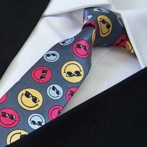 HOOYI 2019 Slim Ties Skinny Tie Men's necktie Polyester Print Smile fashion neckties