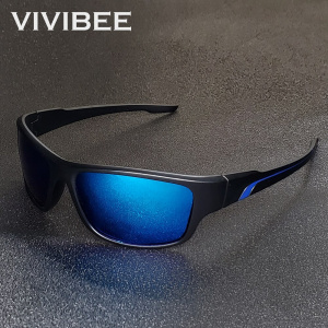 VIVIBEE Polarized Mirror Blue Outdoor Sport Sunglasses for Men Running UV400 Classic Driving Male Fishing Goggles