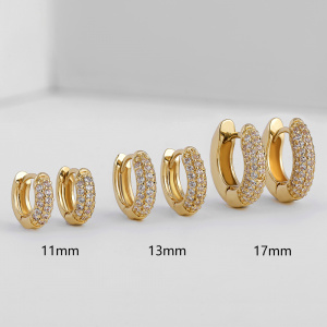 New Gold Plated Huggie Earrings with CZ Zircon Thin Ear Hoops Cartilage Earring for Women Round Minimal Earring Piercing Jewelry