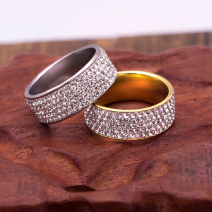 Stainless Steel 5 Rows Crystal Ring for Women Wedding Stainless Steel Crystal Rings for Women Men Lady