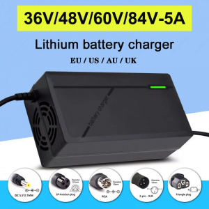 36V 48V 60V 72V 5A Charger 10S 13S 16S 20S Li-ion Battery Pack 42V 54.6V 67.2V 84V 5A Intelligent Fast Charging US/EU/AU/UK Plug