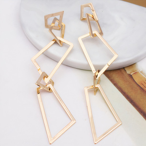 Metal Hollow Rectangles Attached Drop Earrings for Women