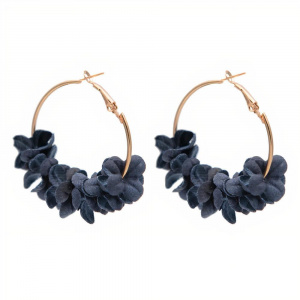 Aussie Hoop Earrings, Navy Flower Petal Earrings