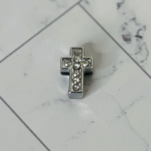 Pave Cross Charm -Silver