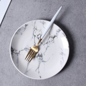 Marble 6-inch Plate, Microwave-safe Dinnerware Ceramic Plate