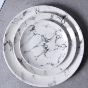 8-inch Ceramic Plate, Round Marble Dinner Plate