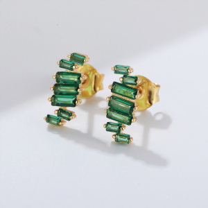 Olivia earrings in gold plated  / Cubic Zirconia green stone earrings