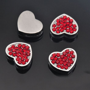 Red PavÃ© Heart -Silver Charms