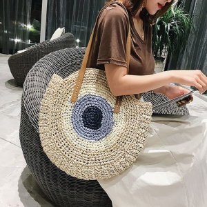 Unique Eye Shape Tote Bag Stylish Straw Bag for Women