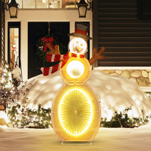 2.6 Feet LED Lighted Snowman with Metal Stand - Additional Image