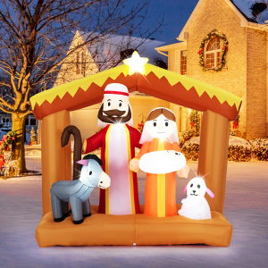 6-Foot Christmas Inflatable Nativity Scene Outdoor Decoration with Built-in LED Lights - Additional Image