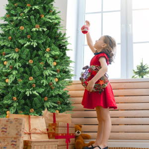 Artificial Christmas Tree with LED Lights and Pine Cones