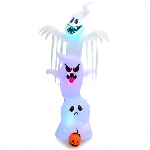 Halloween Ghosts Overlapping 10 Feet Halloween Inflatable with Multicolored RGB Lights