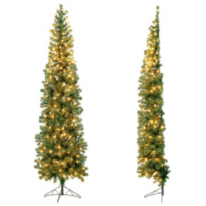 7 Feet Prelit Half-Shape Christmas Tree with 150 Lights