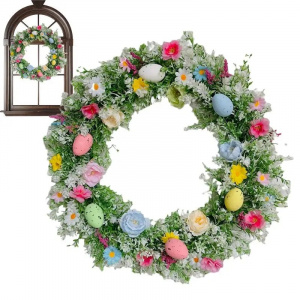 Colorful Eggs Spring Wreath Easter Egg Wreath Colorful Eggs Farmhouse Window Door Hangings Decorations Happy Easter