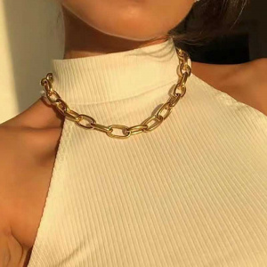 Vienkim Punk Gold Color Choker Necklace Shell Necklaces Statement Big Miami Cuban Chunky Thick Chain Necklace Women Jewelry Gift
